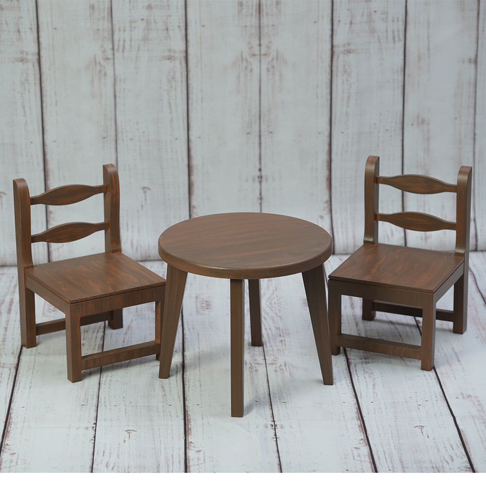 Set of 2 Chairs and 1 Table Garden Set - Brown
