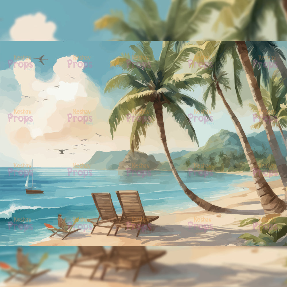 Beach Theme Backdrop (3844)