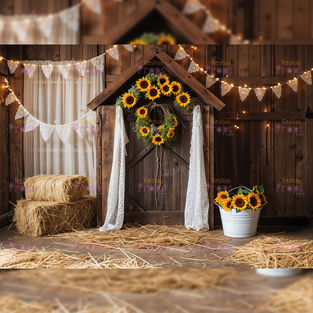 The Barn - Sunflower | Baby Printed Backdrops (4378)
