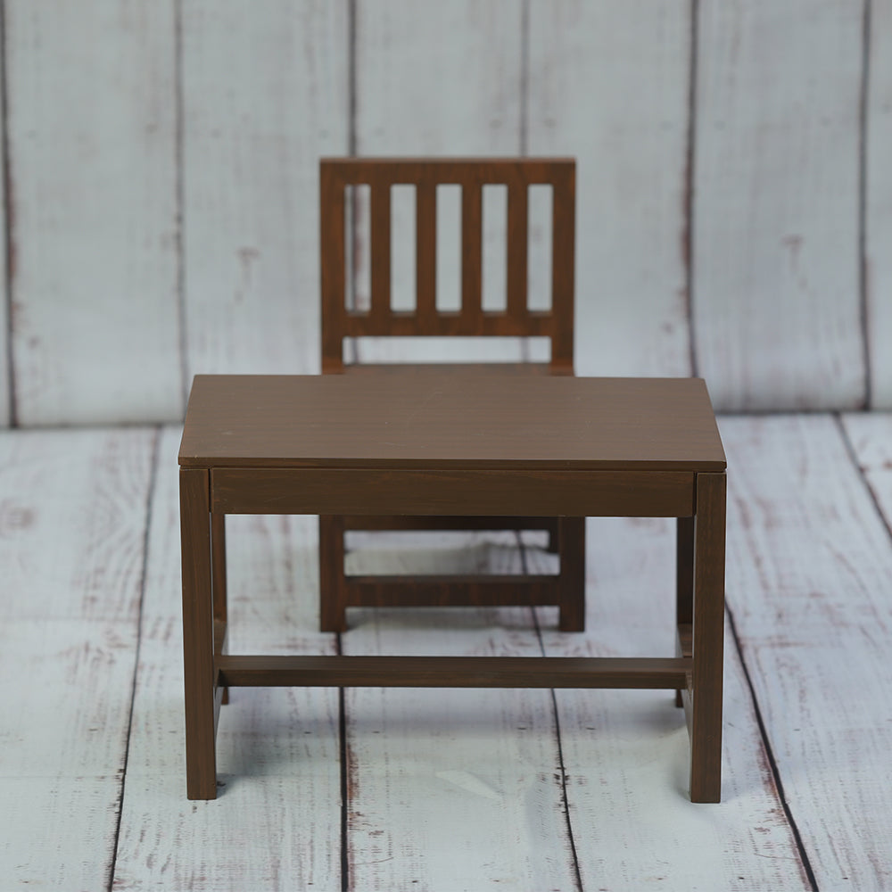 Set of 1 Table and Chair - Brown