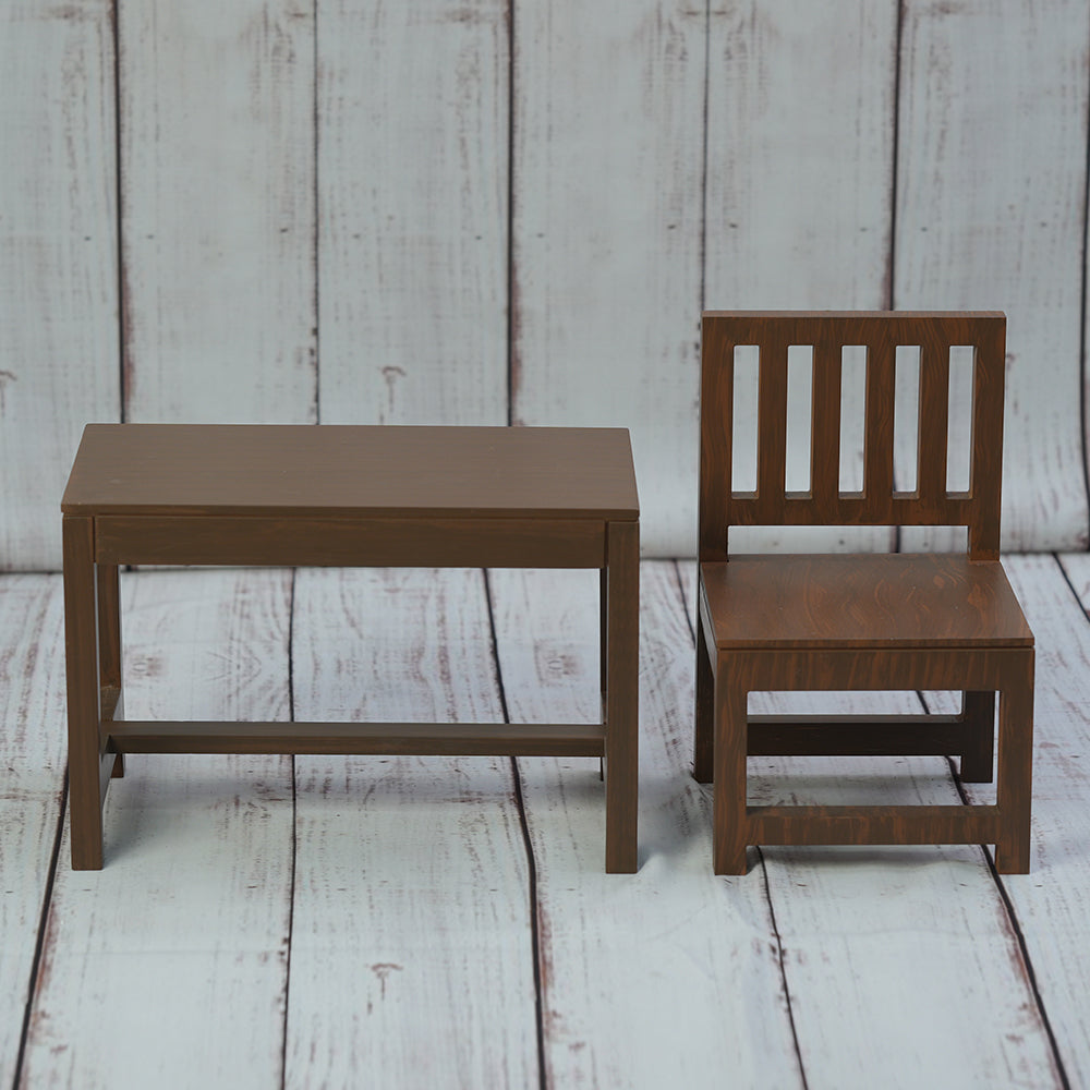 Set of 1 Table and Chair - Brown