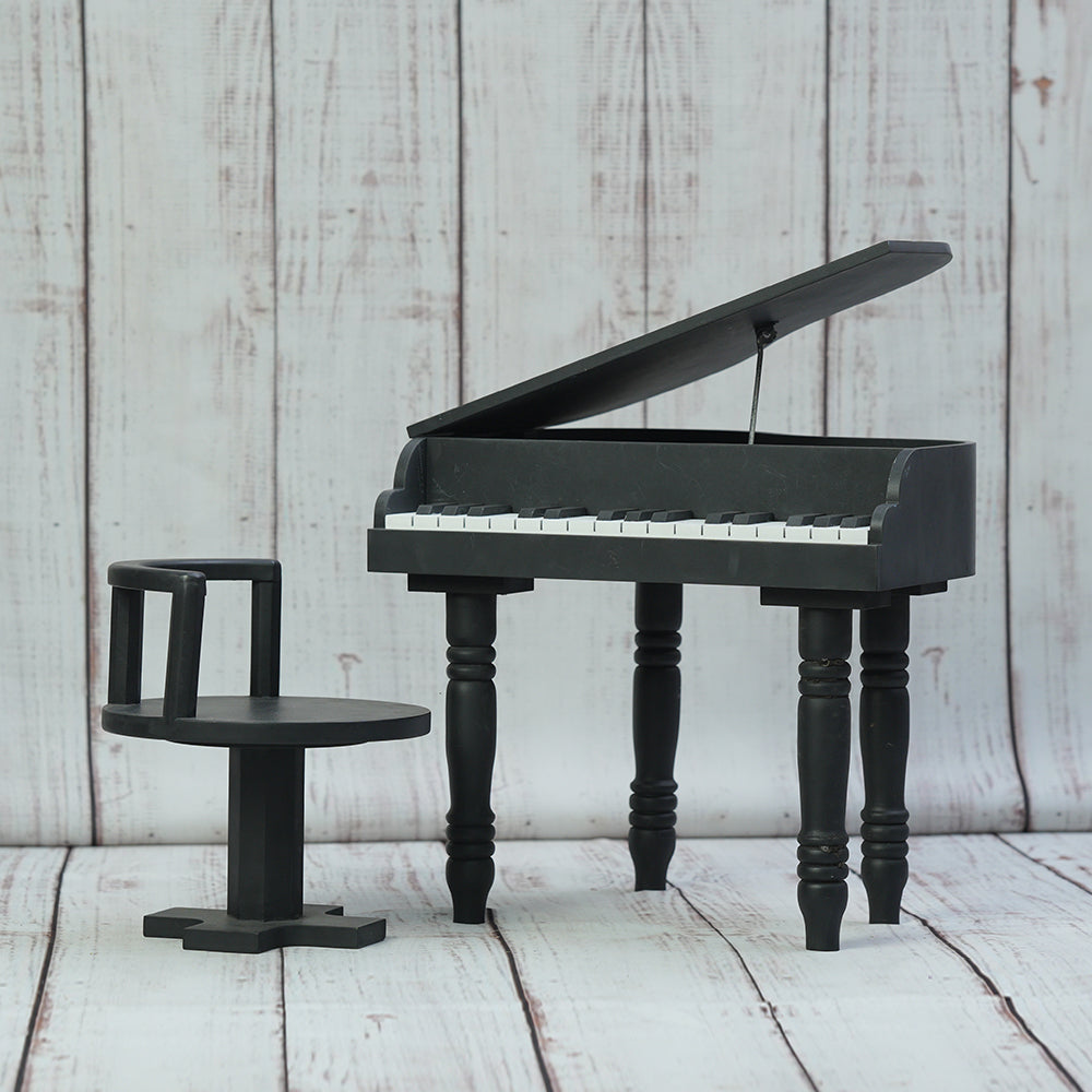 Grand Piano Props With Chair - Black