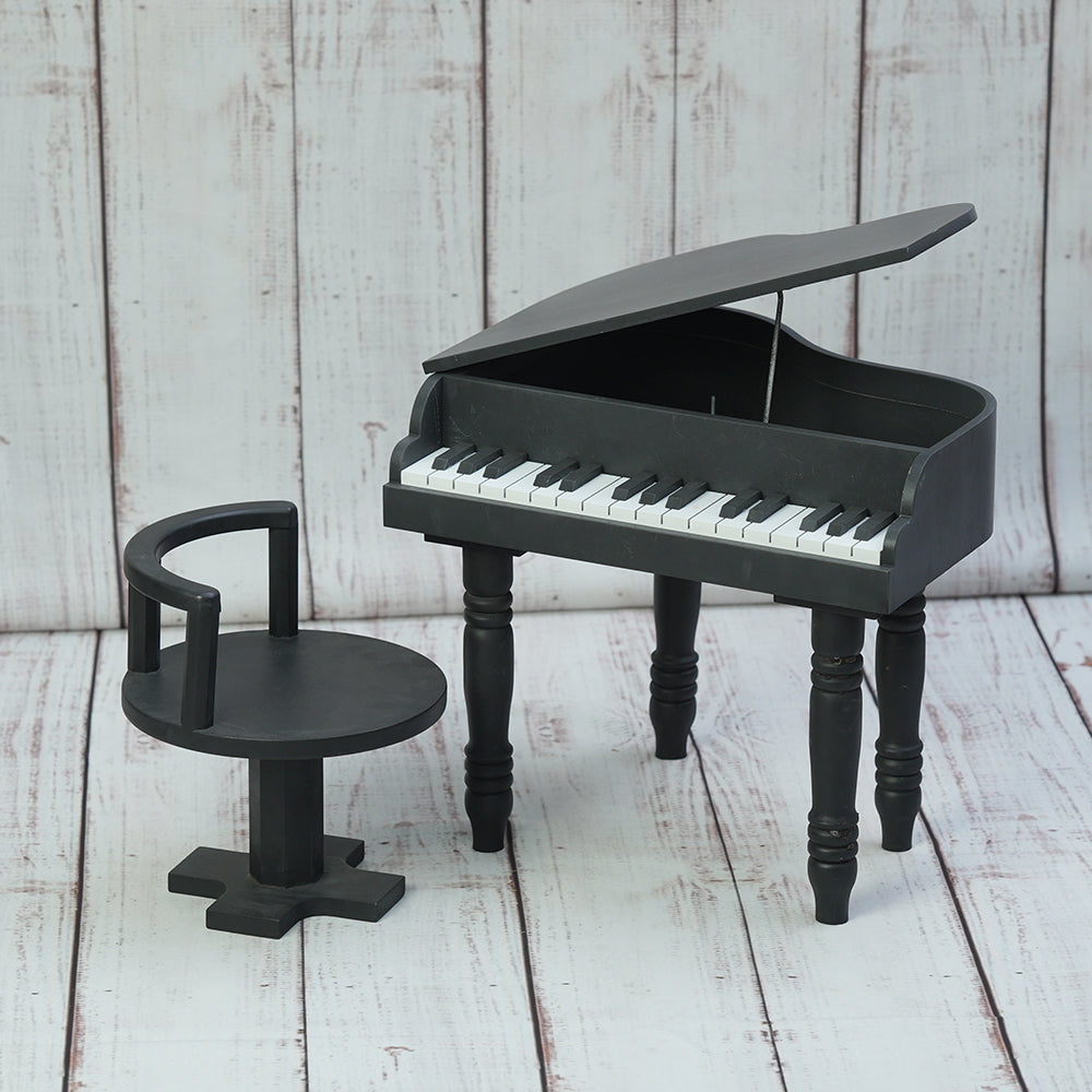 Grand Piano Props With Chair - Black