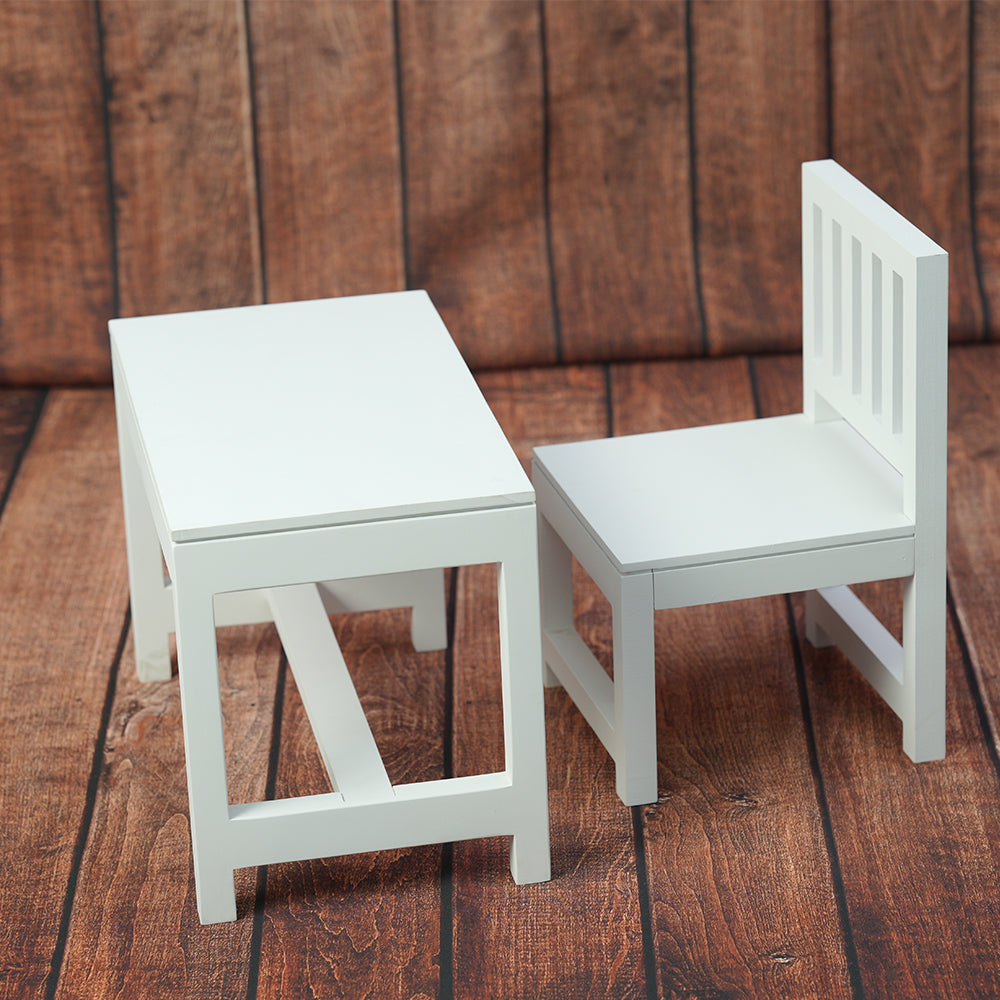 Set of 1 Table and Chair - White