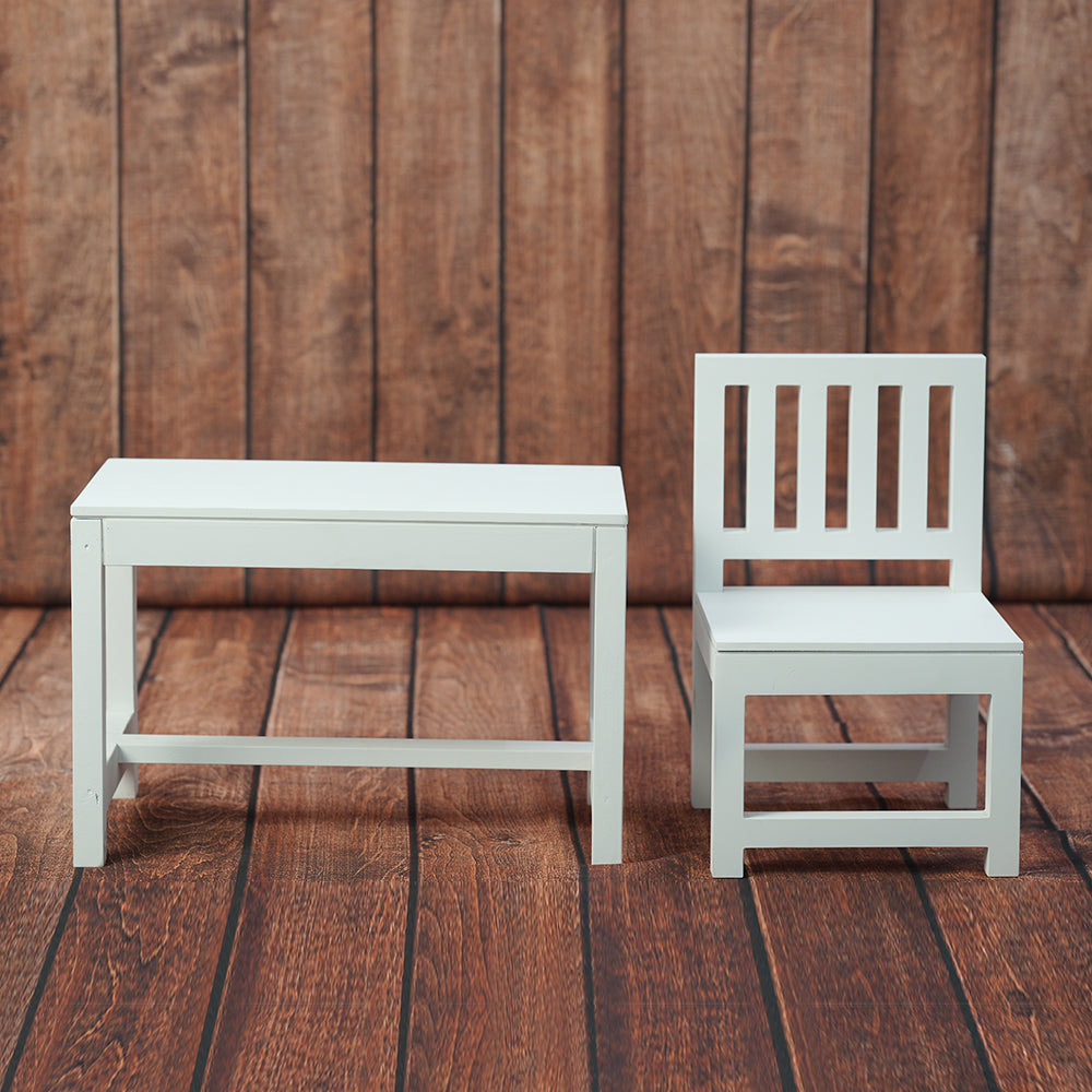 Set of 1 Table and Chair - White