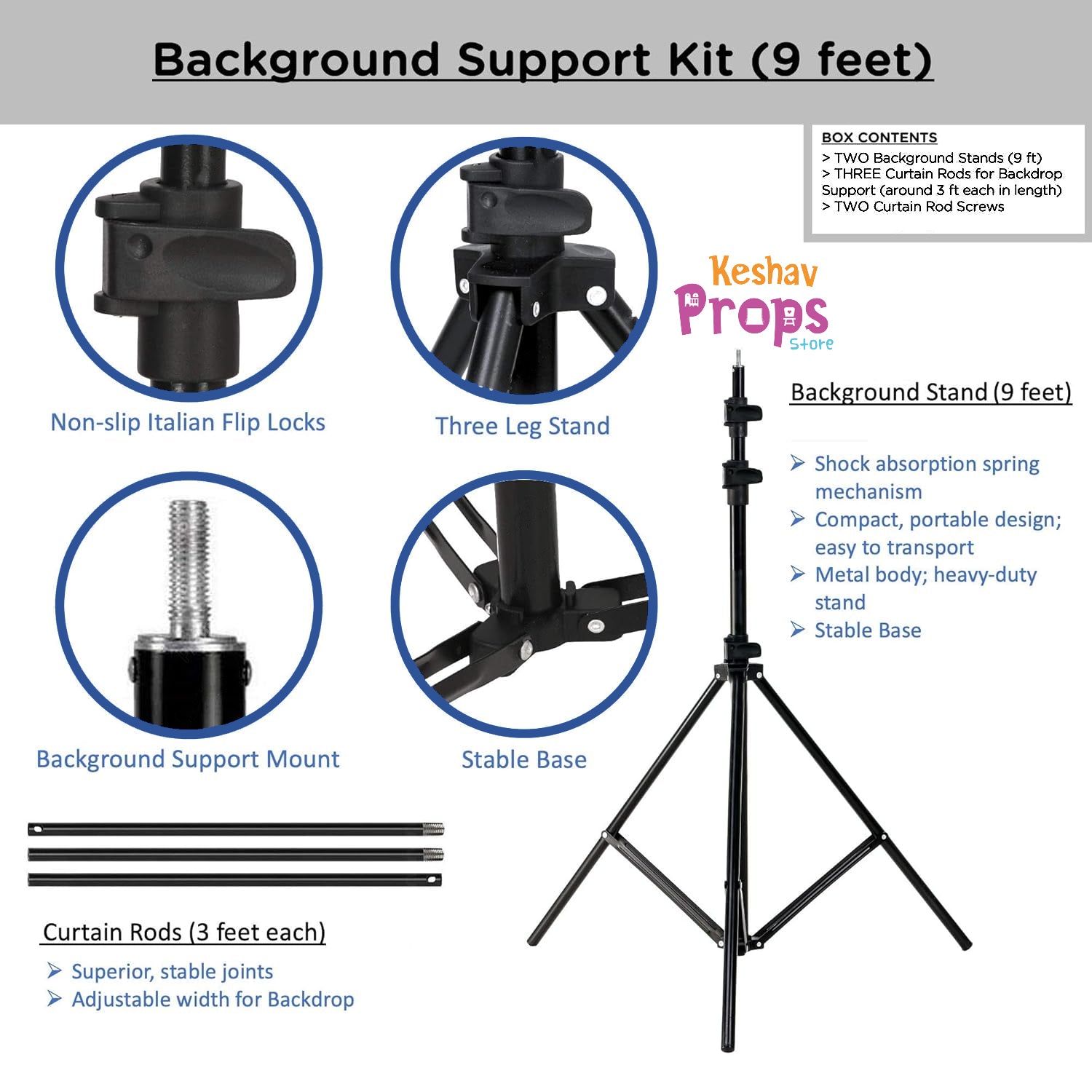 Backdrops Stand 9*9 Feet | Portable | Adjustable